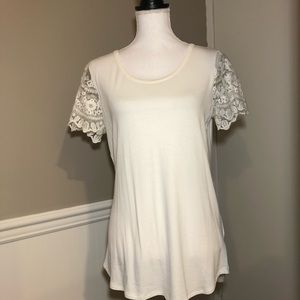 Vanilla Bay Embroidered Lace Sleeve Top